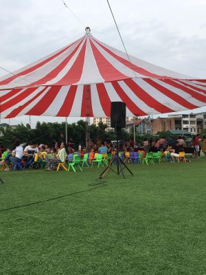 Dù tròn che sân trường học 15m